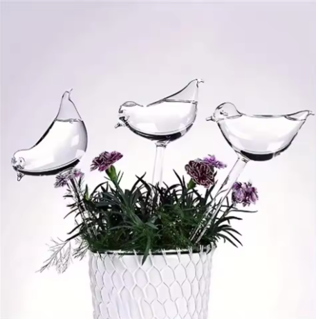 Glass Bird Plant Watering Stakes