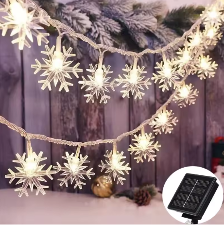 Solar Snowflake String Lights