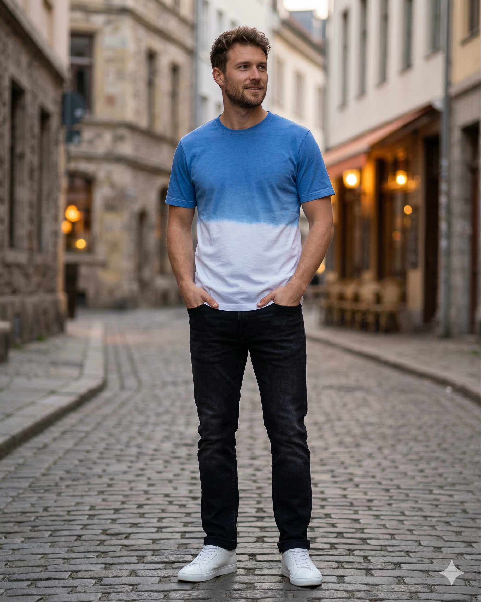 Premium Men's Ombre T-Shirt Blue to White