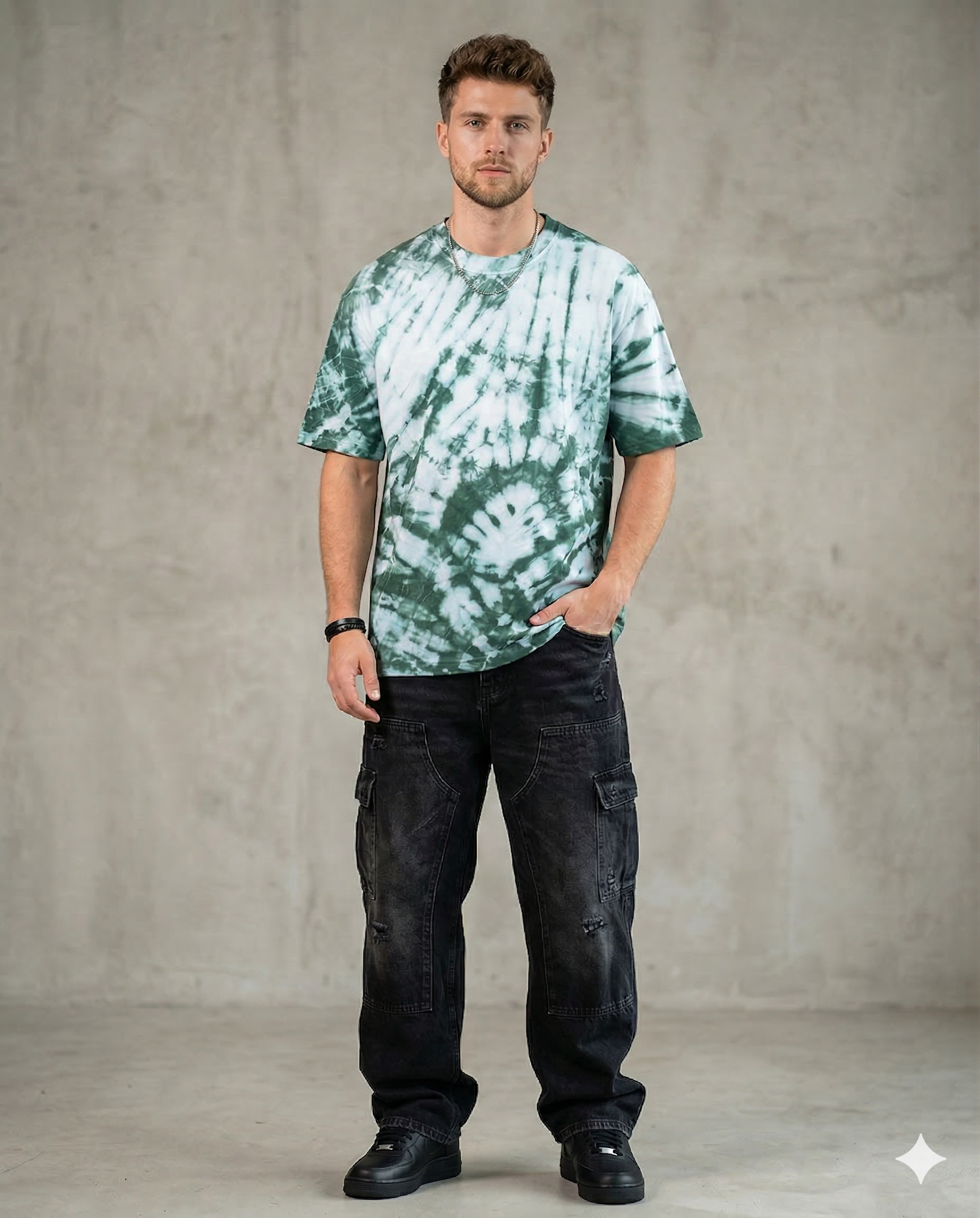 Premium Men's Forest Green Spiral T-Shirt