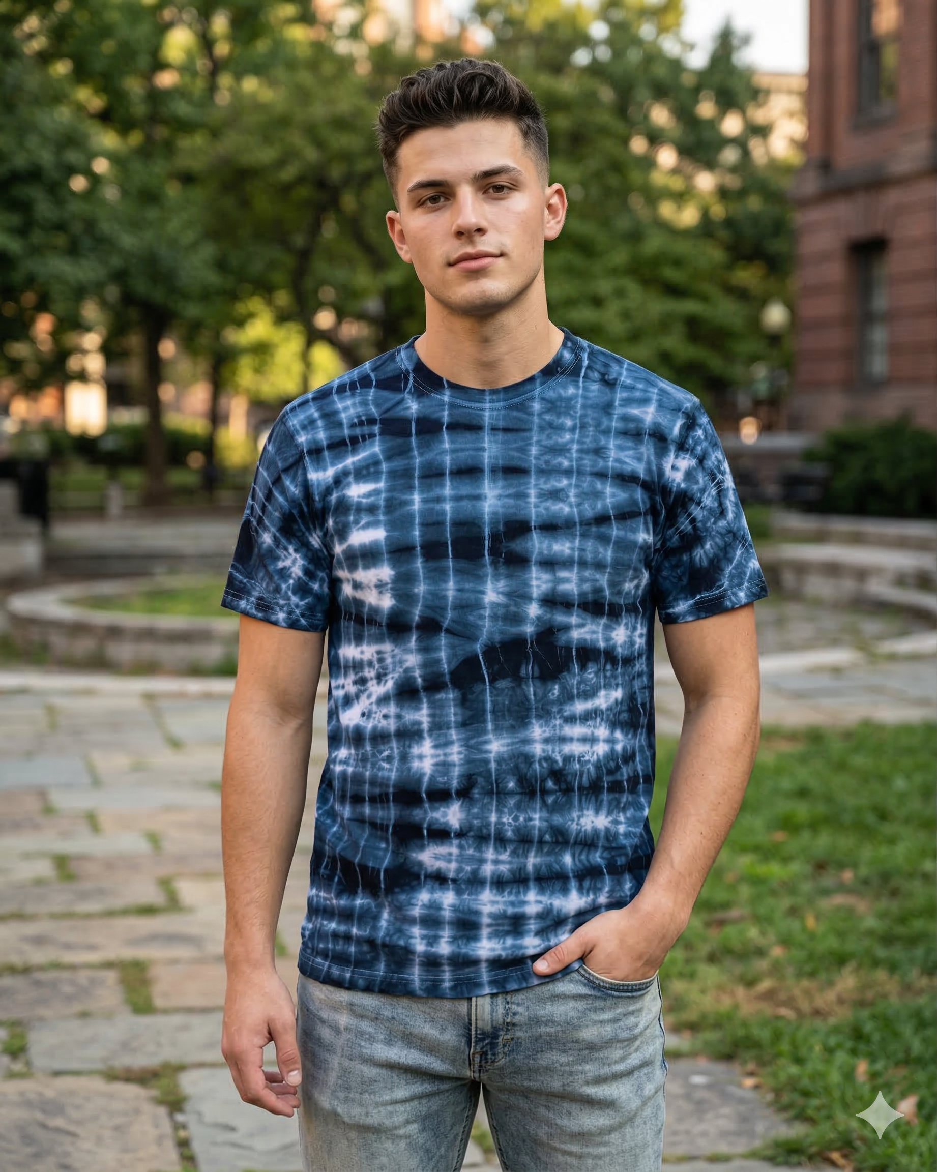 Premium Men's Indigo Tie-Dye T-Shirt