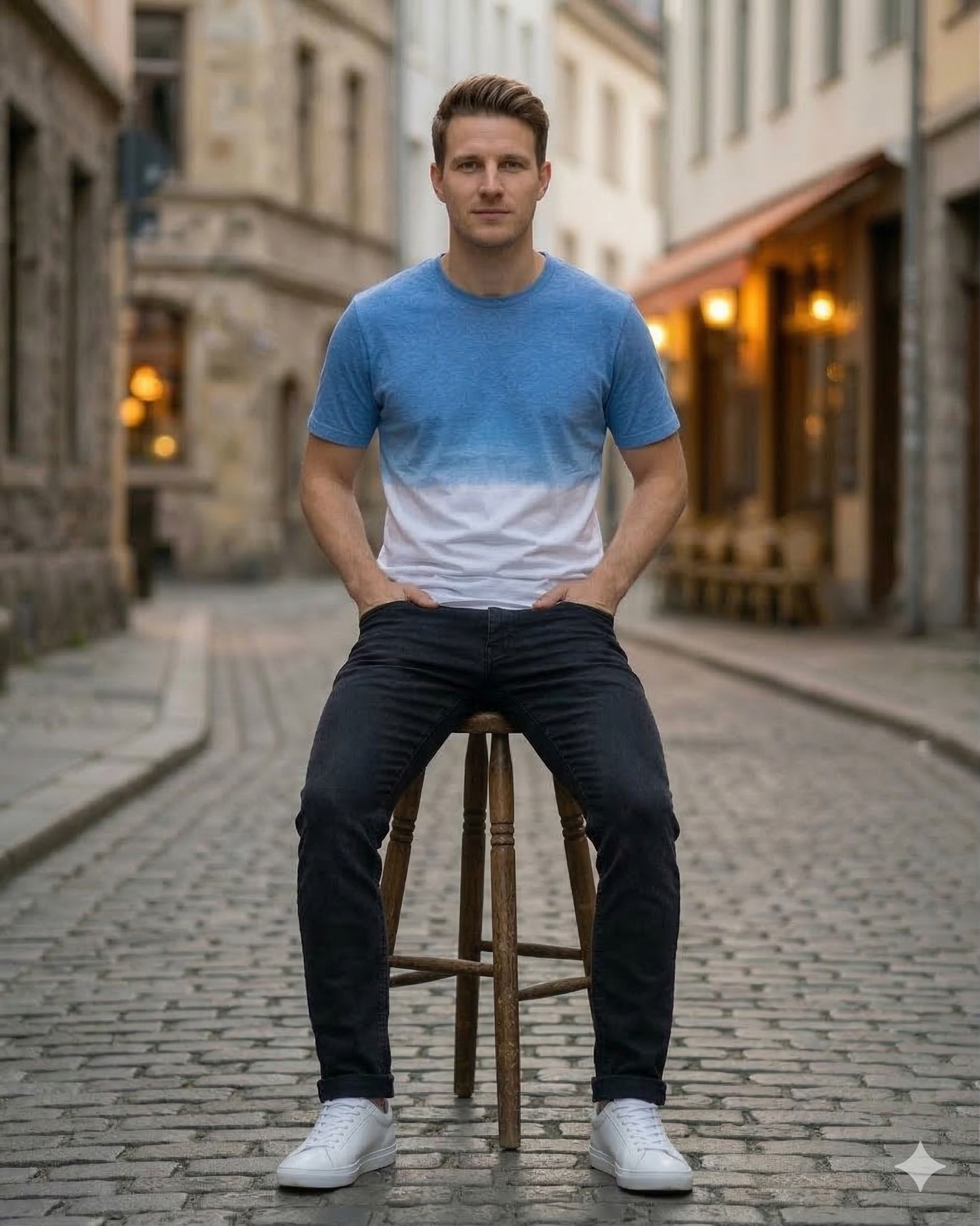 Premium Men's Ombre T-Shirt Blue to White