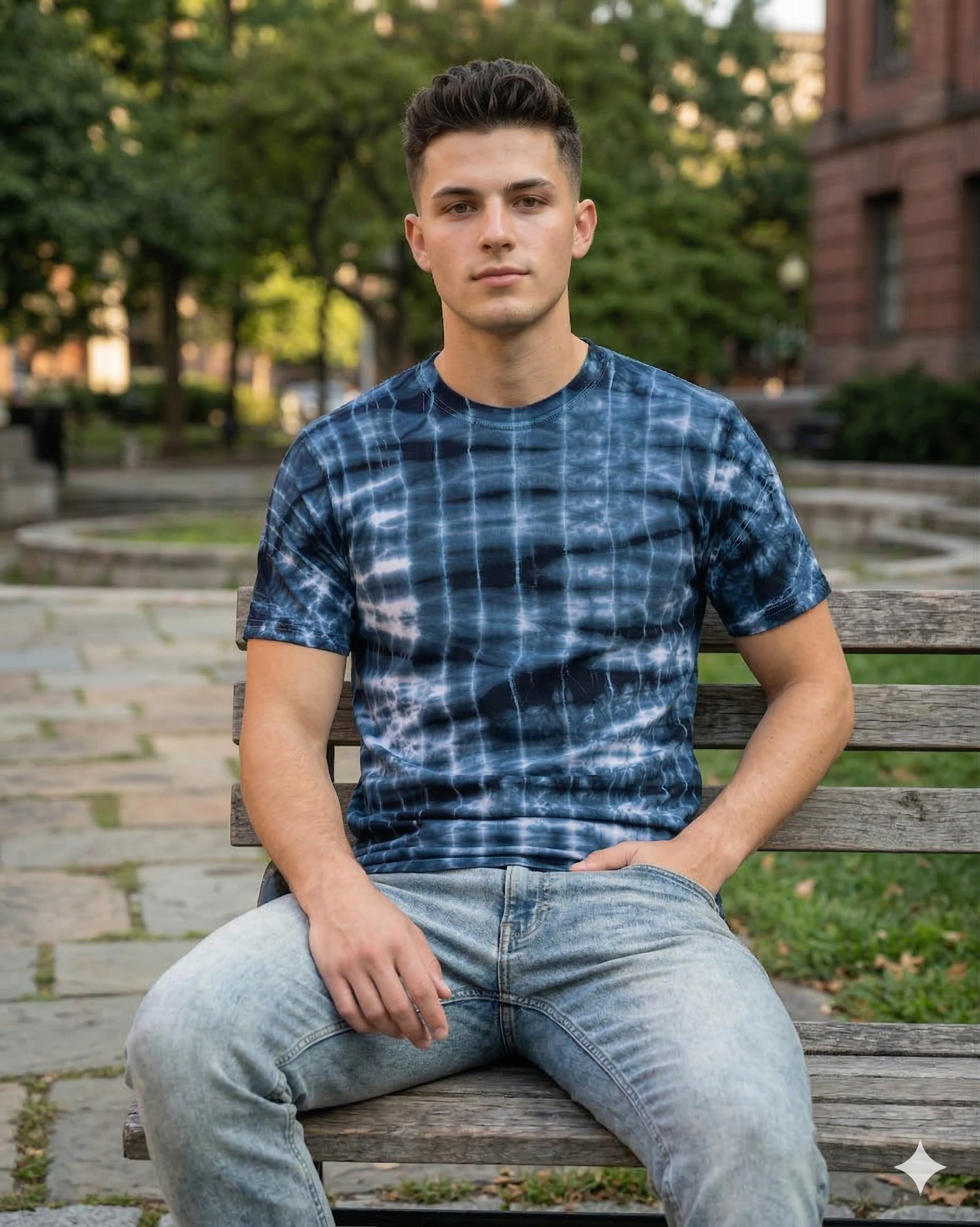 Premium Men's Indigo Tie-Dye T-Shirt