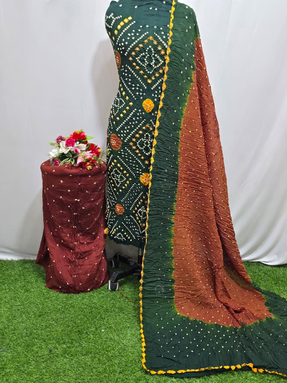 Cotton bandhani suit set