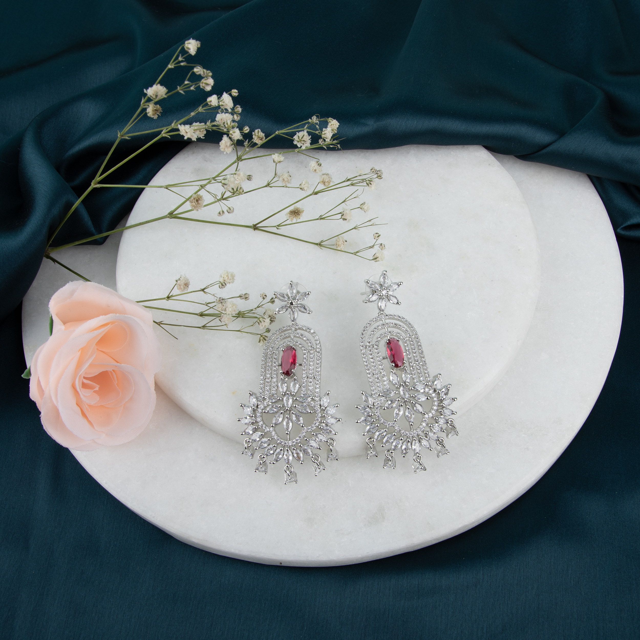 Crystal Floral Drop Earrings