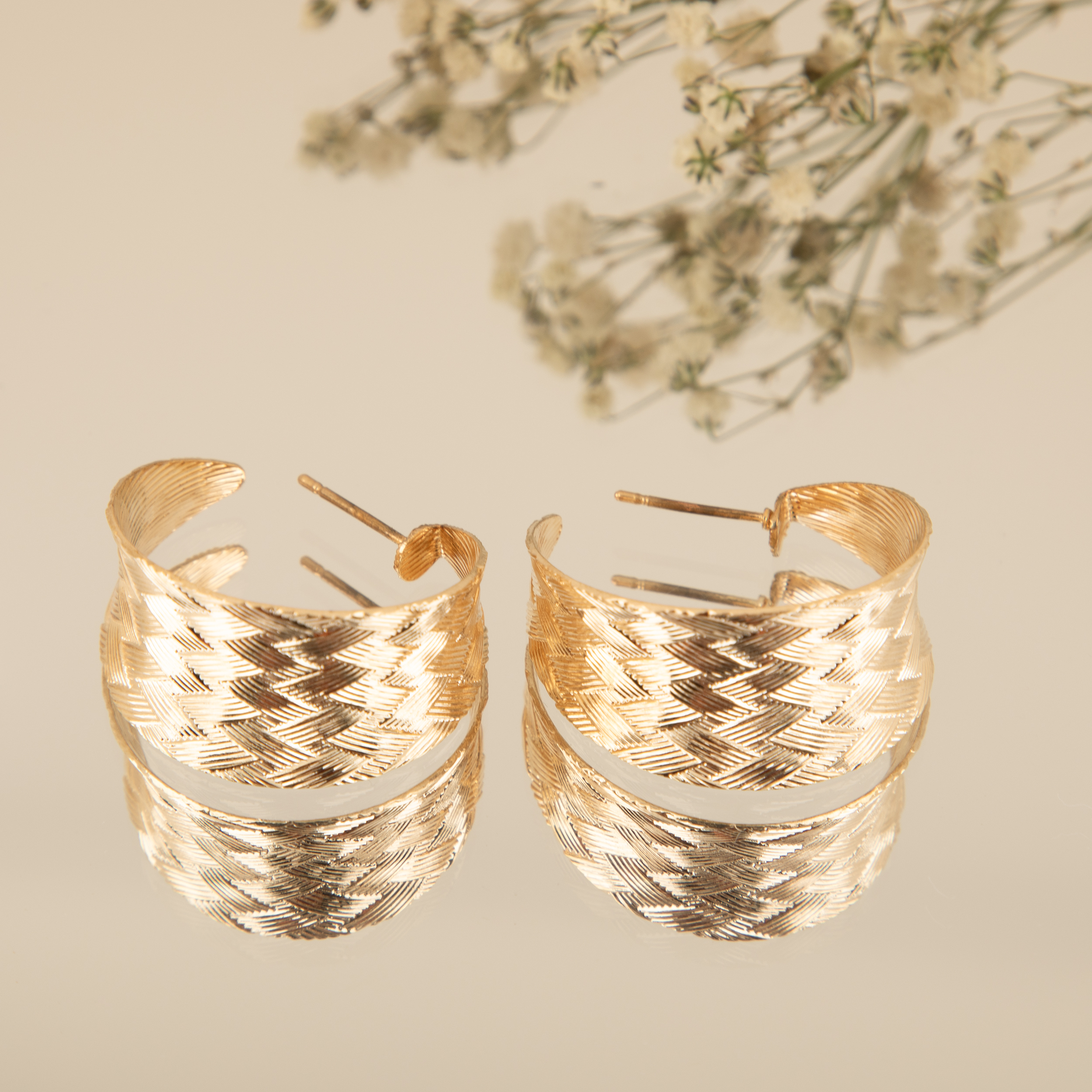 Golden Textured Hoop Earrings