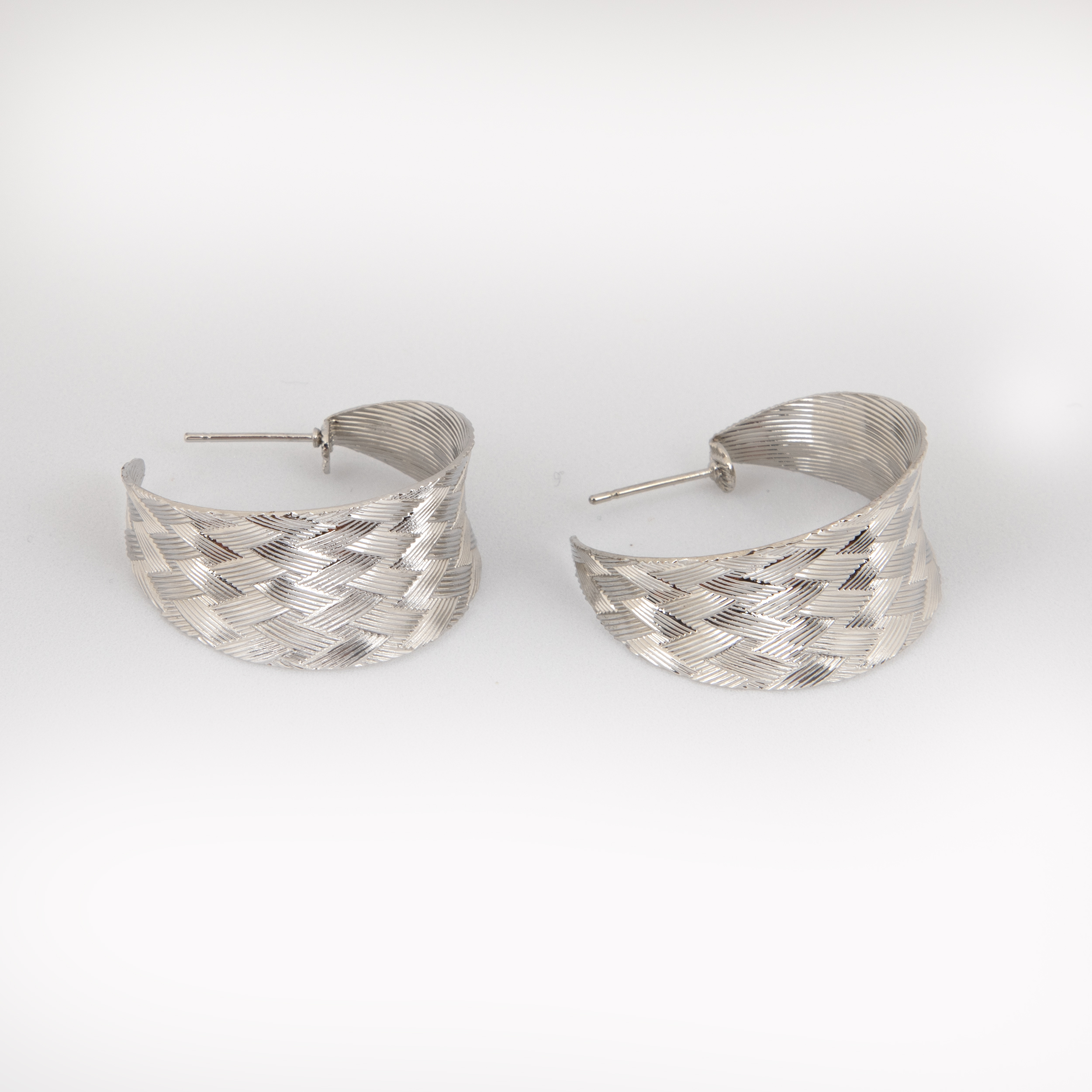 Silver Textured Hoop Earrings