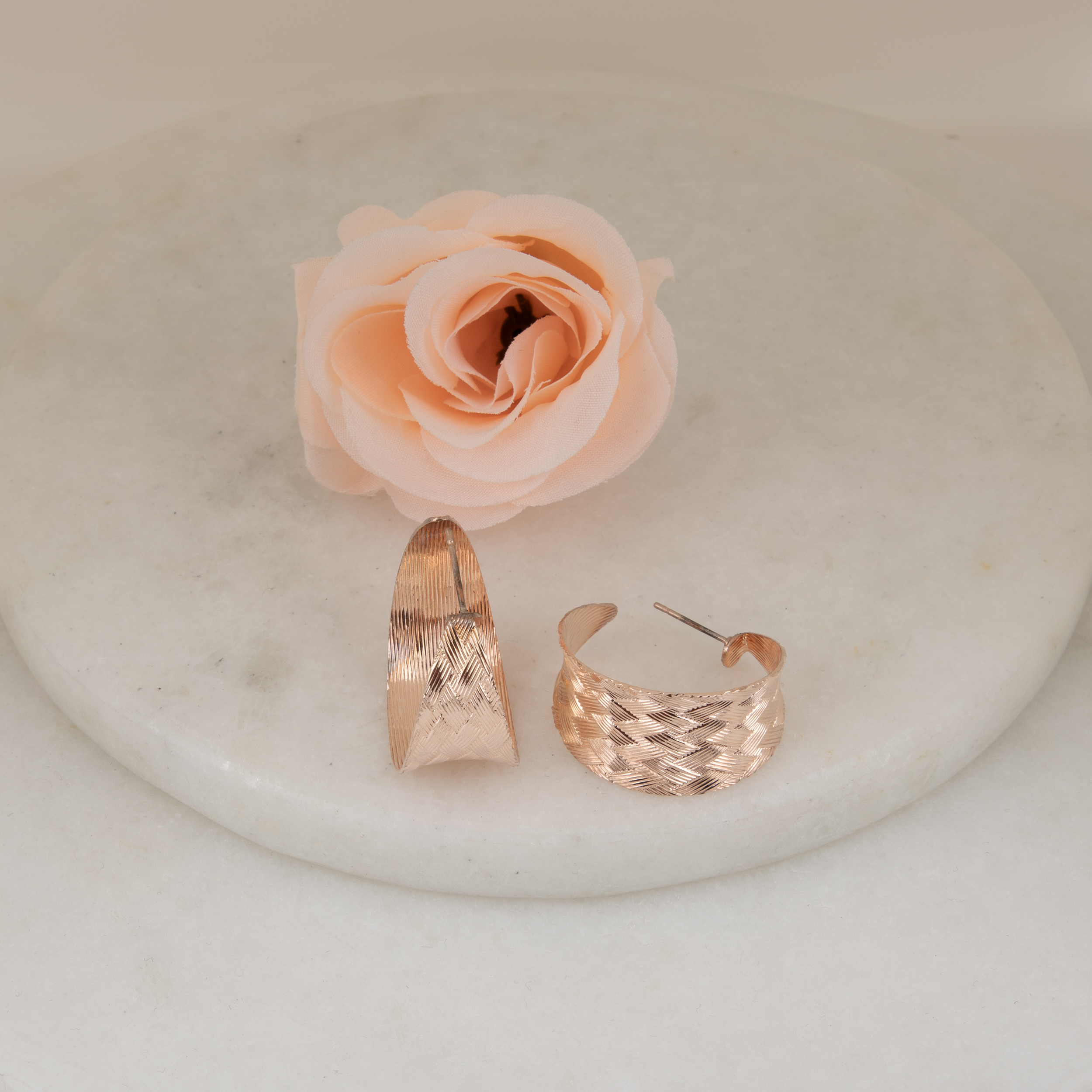 Textured Rose Gold Hoop Earrings