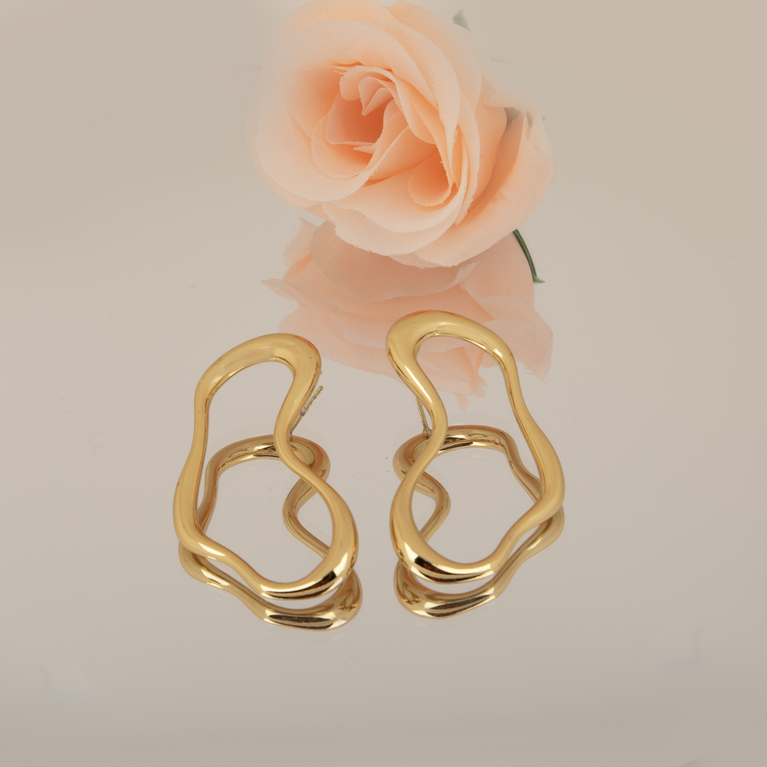 Abstract Gold Hoop Earrings