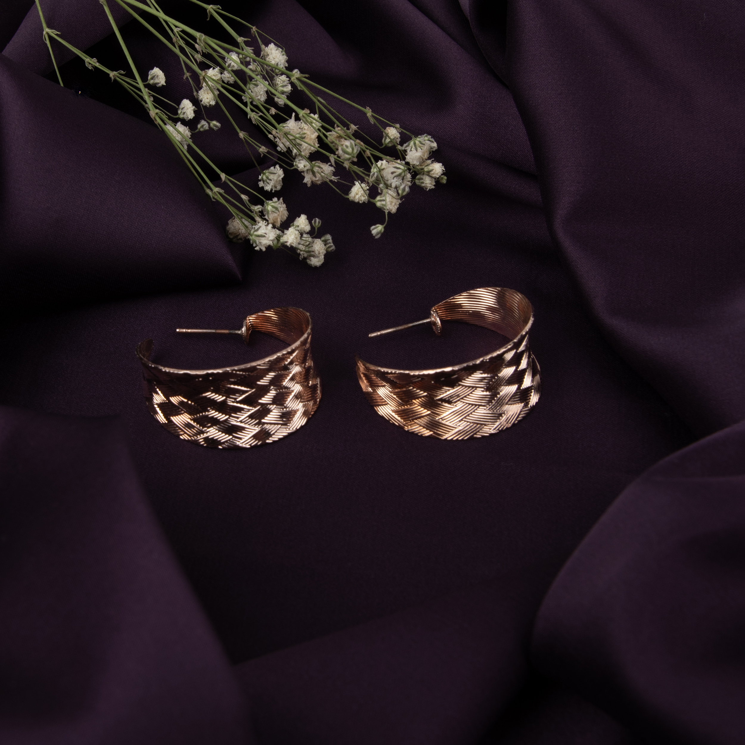 Textured Rose Gold Hoop Earrings