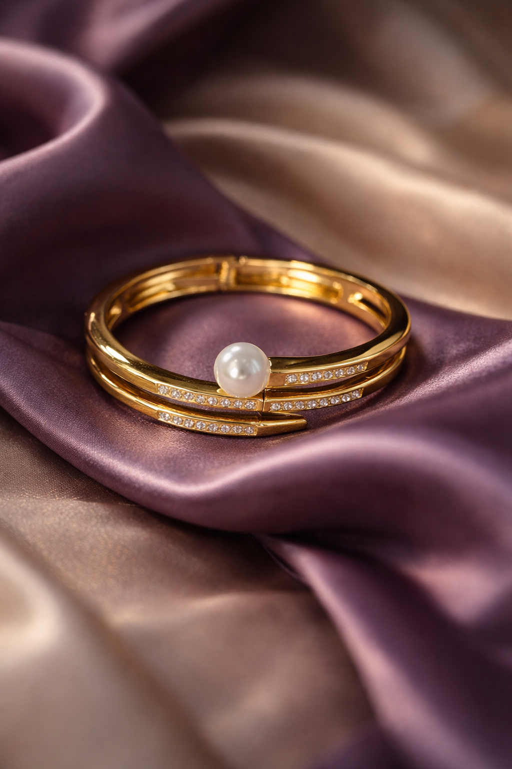 Elegant Pearl Gold Bangle