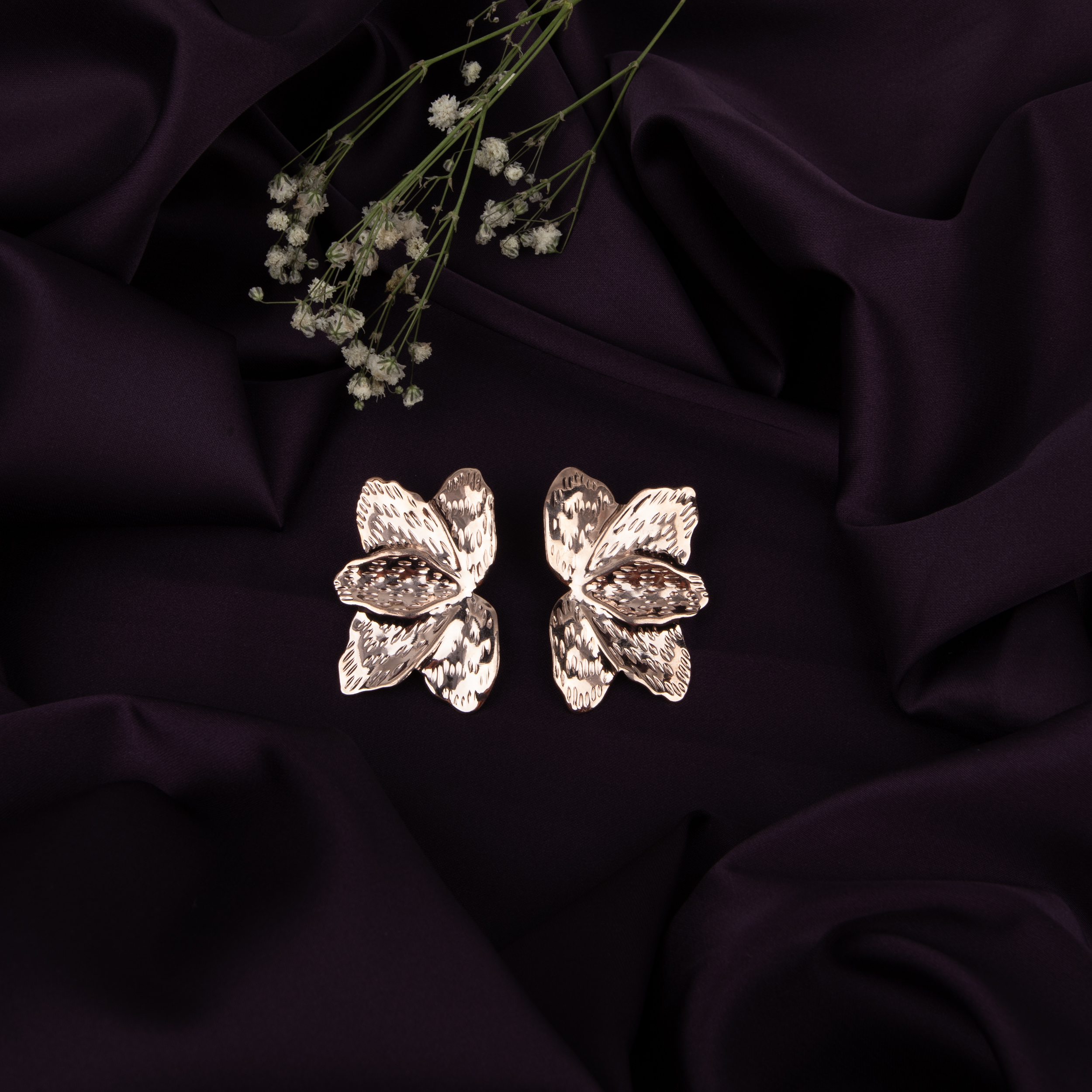 Rose Gold Floral Earrings