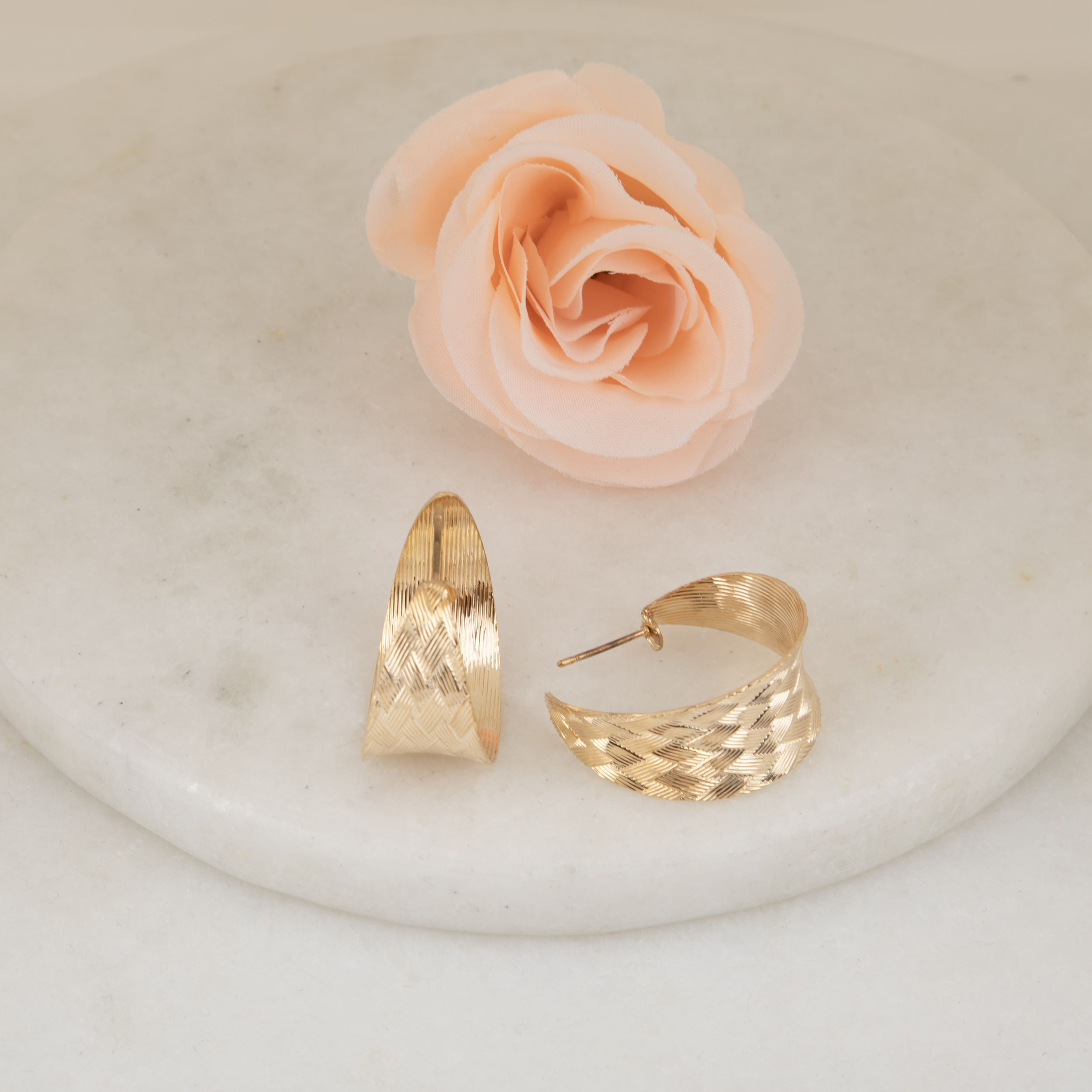 Golden Textured Hoop Earrings