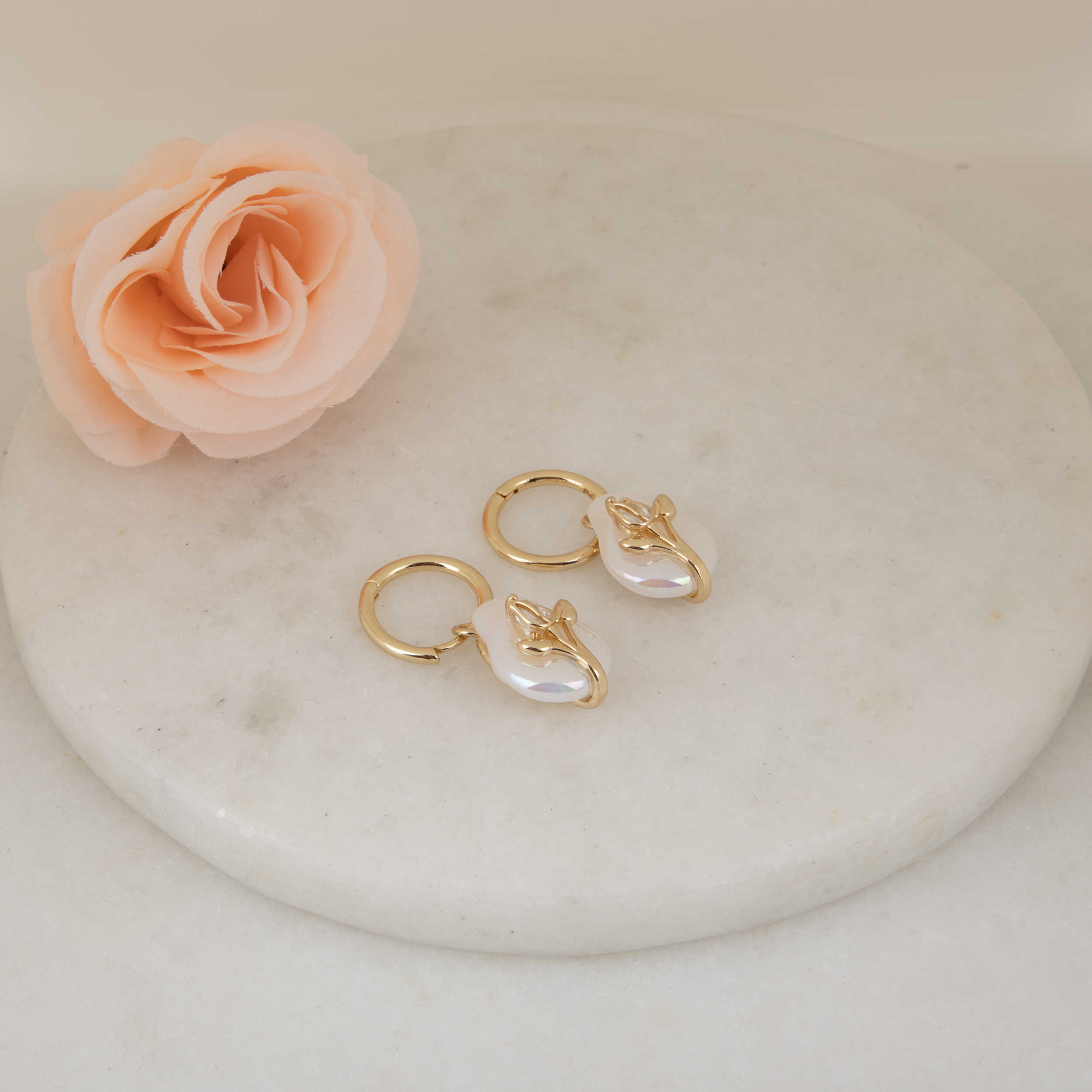 Gold Floral Hoop Earrings