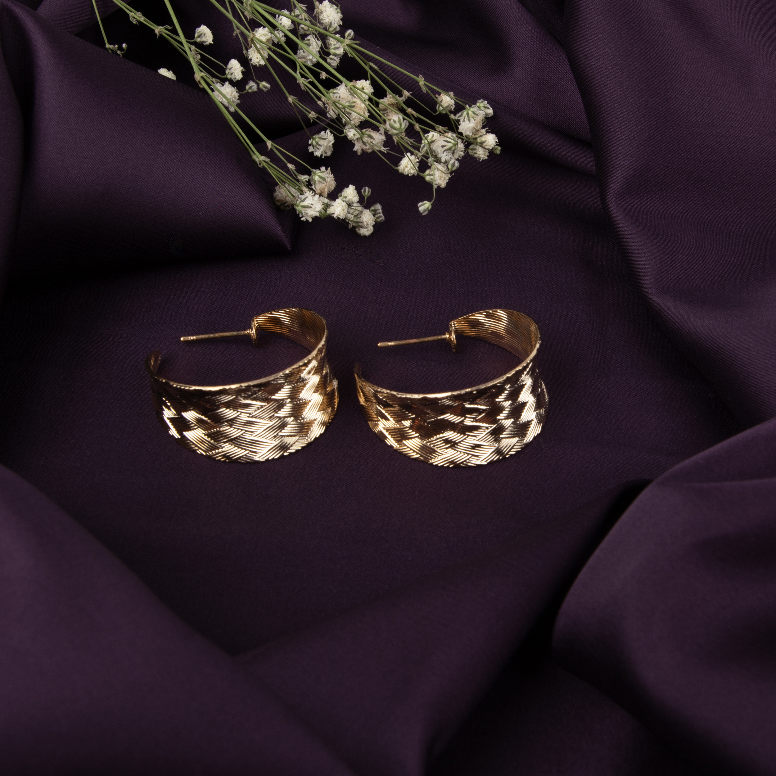 Golden Textured Hoop Earrings