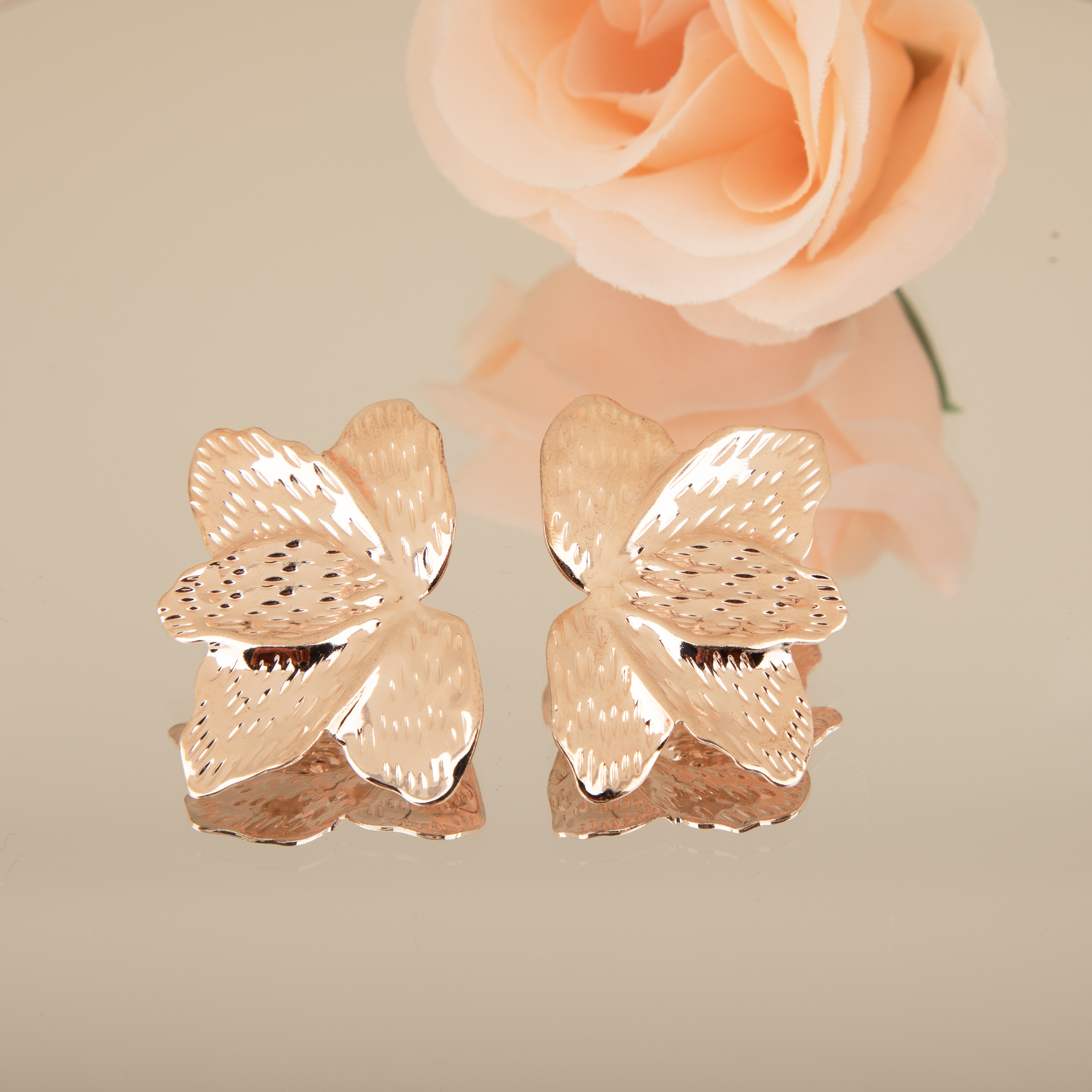 Rose Gold Floral Earrings