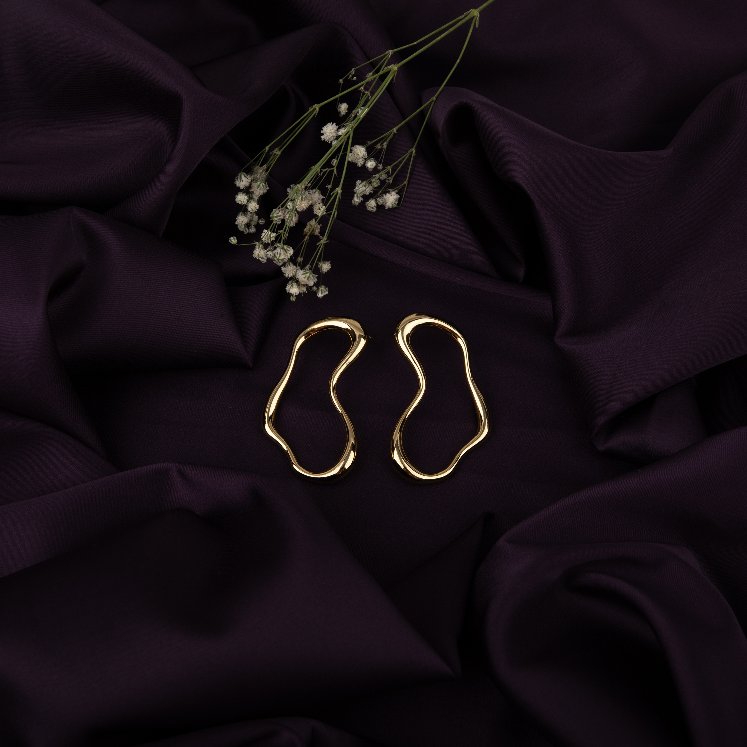 Abstract Gold Hoop Earrings