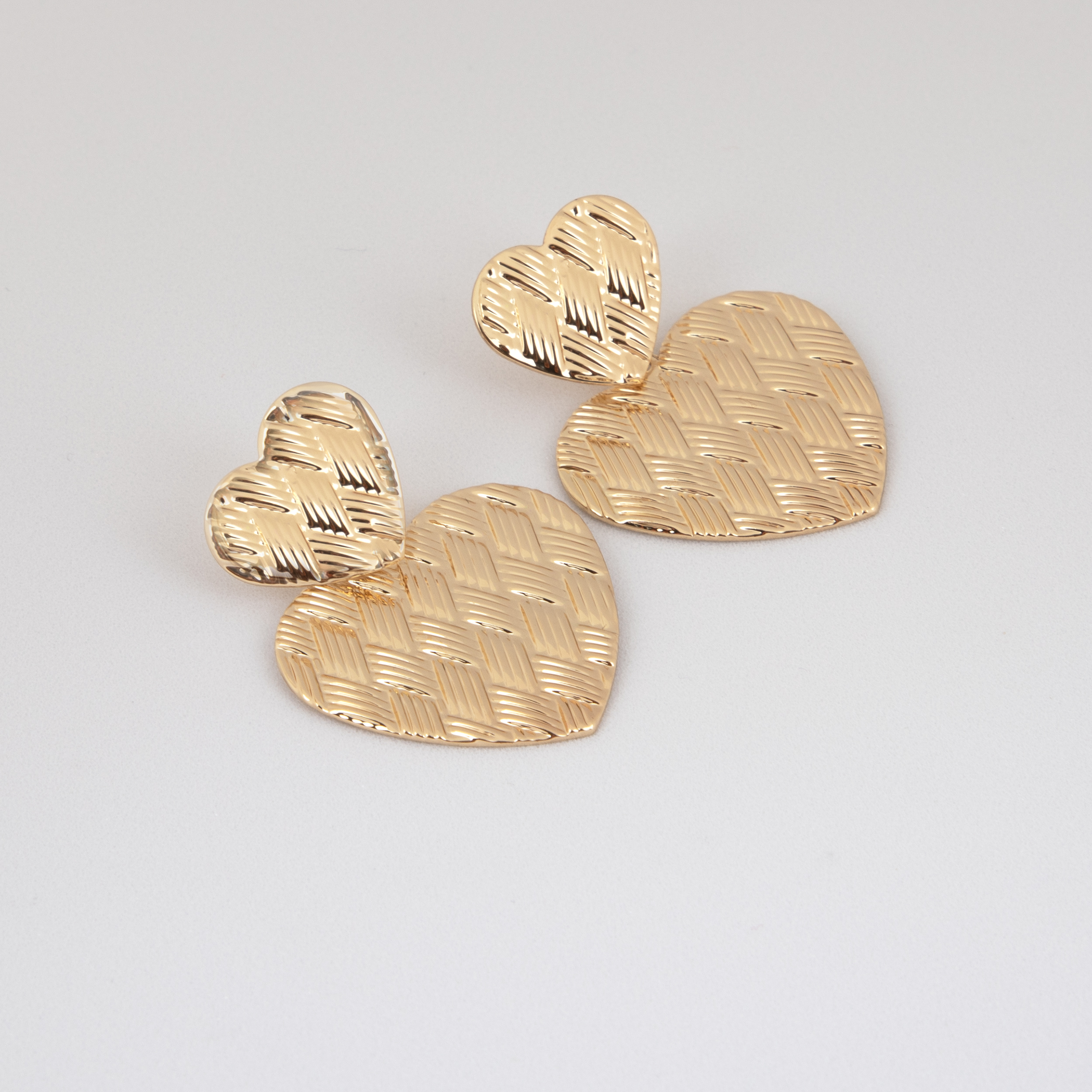 Textured Gold Heart Earrings