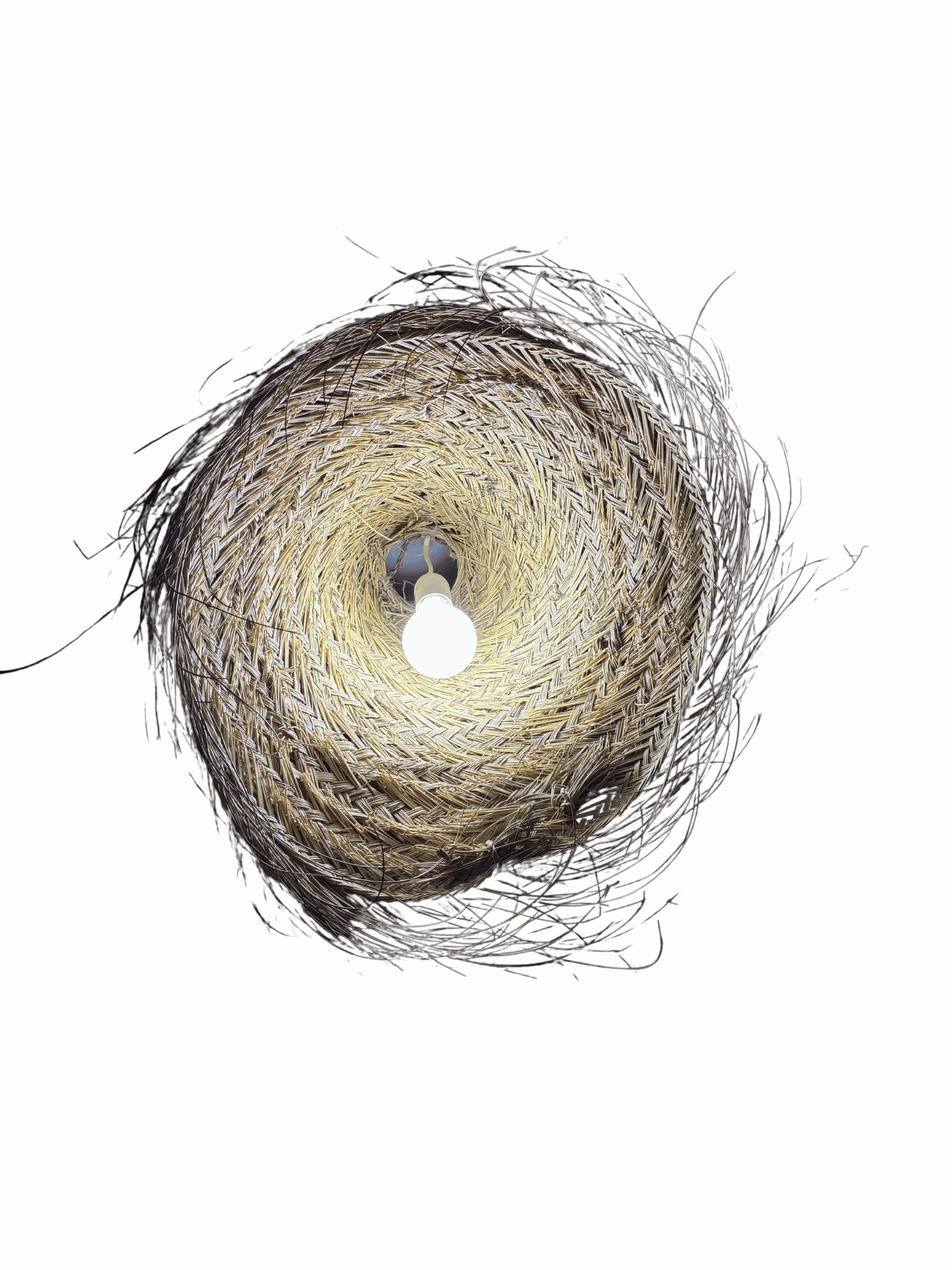 Lampa sufitowa wisząca na zewnątrz z plecionego wiklinowy