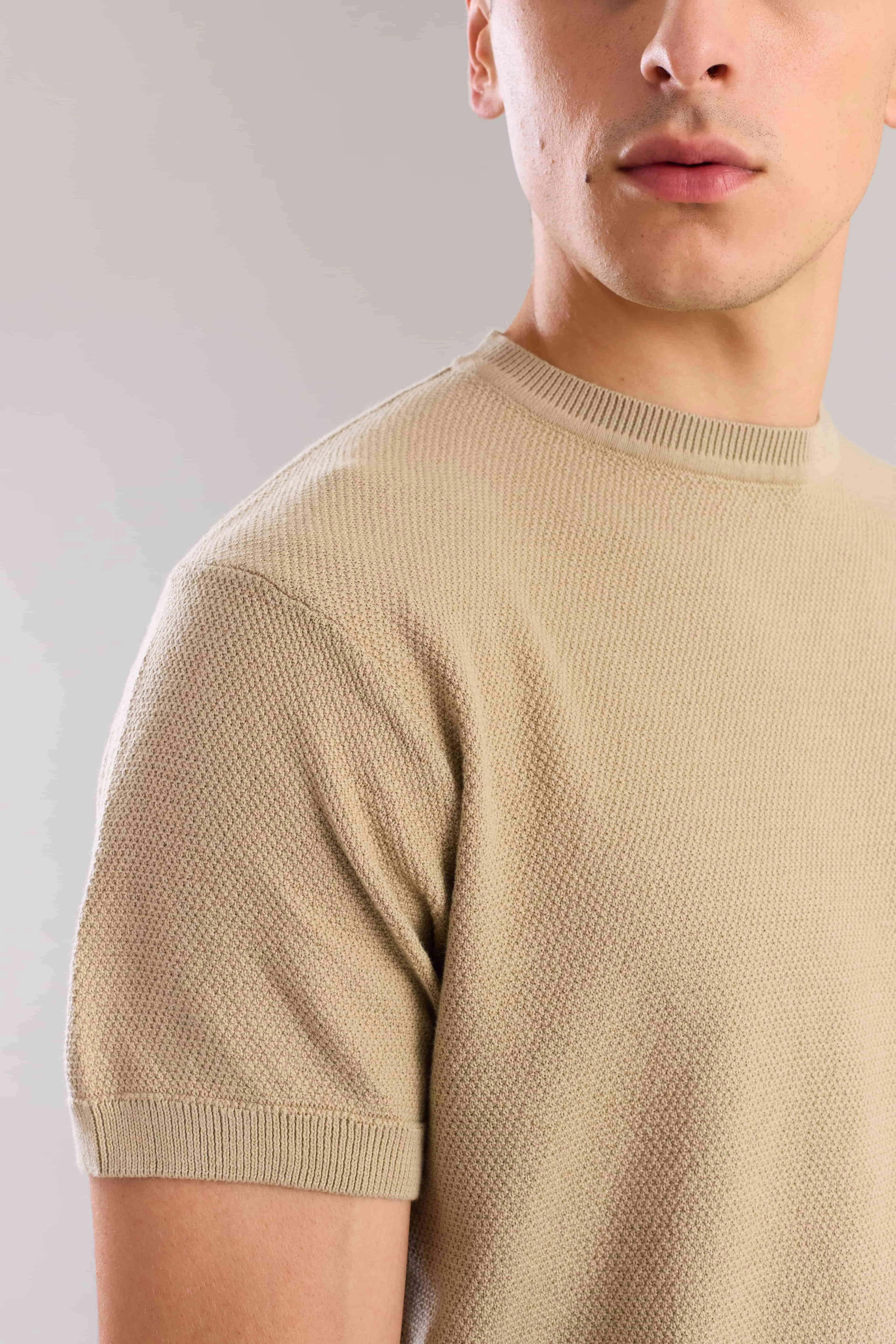 Nude Textured Knitted T-Shirt