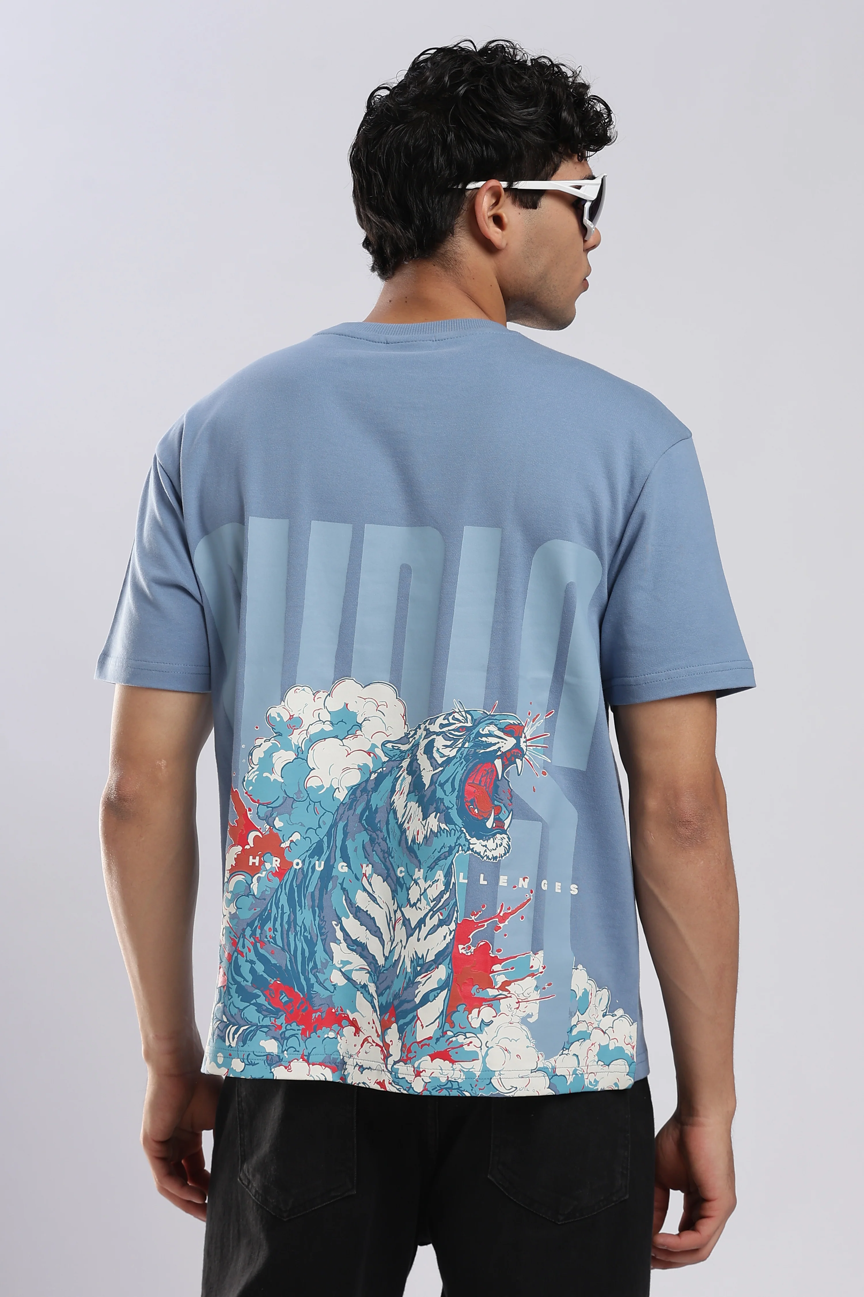 Grey Blazing Hawk Oversized T-shirt