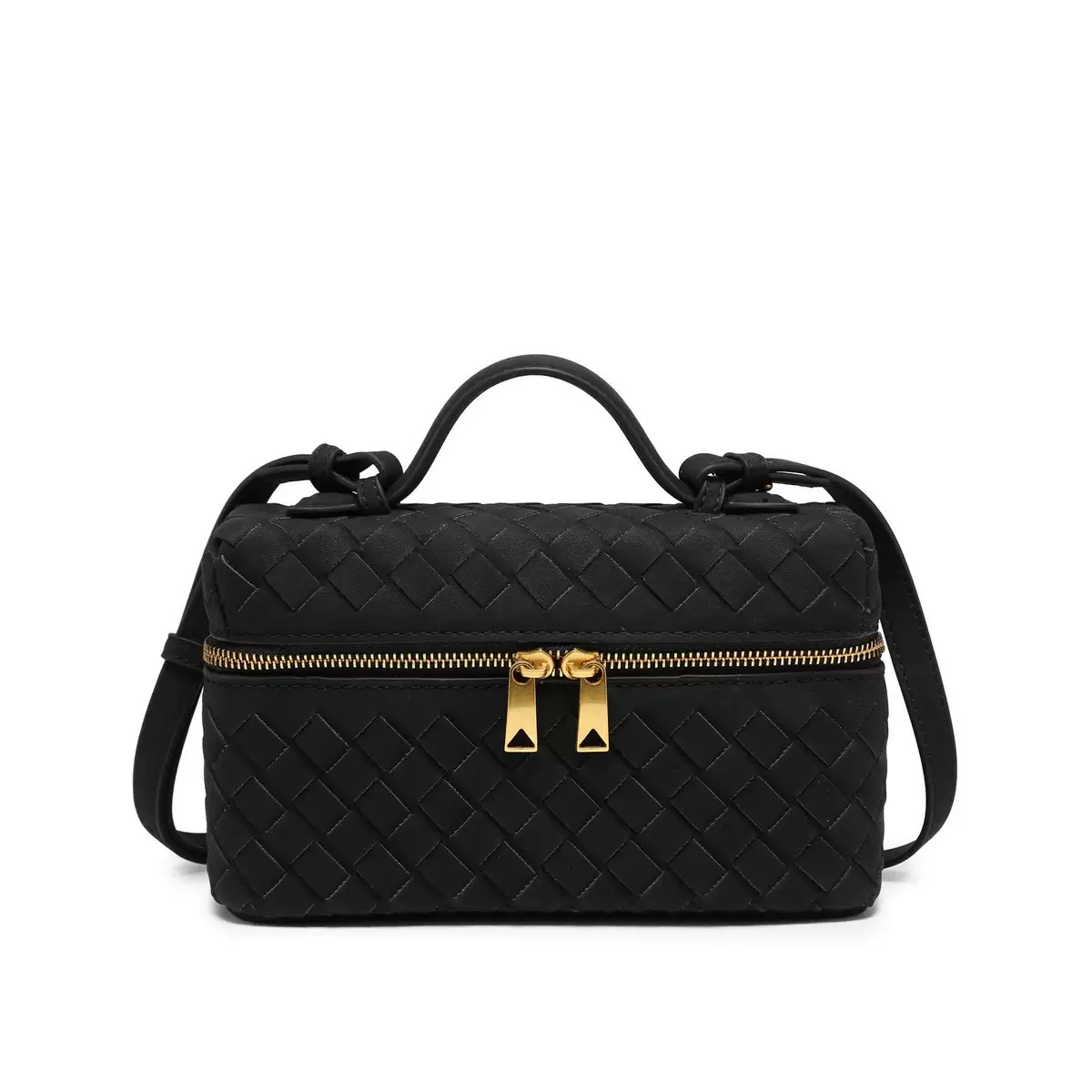 Bolso de mano trenzado negro