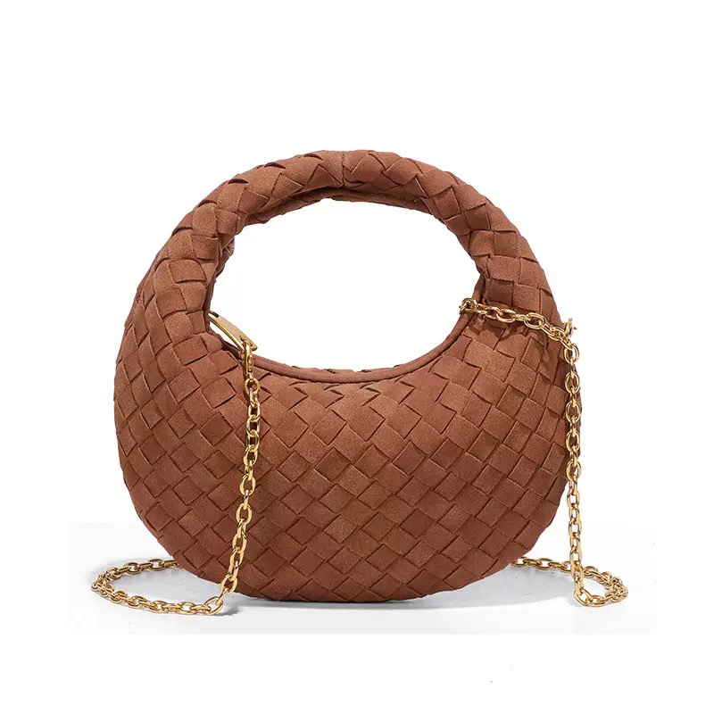 Bolso redondo tejido marrón