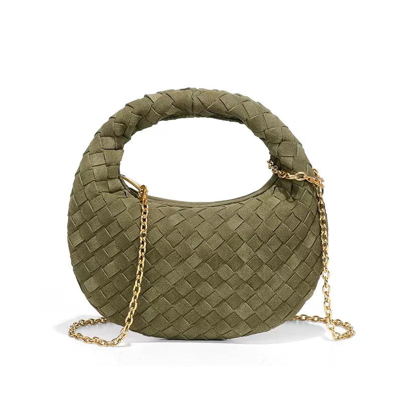 Bolso redondo tejido marrón