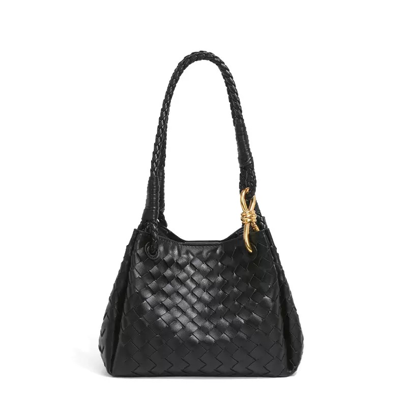 Bolso de hombro trenzado negro