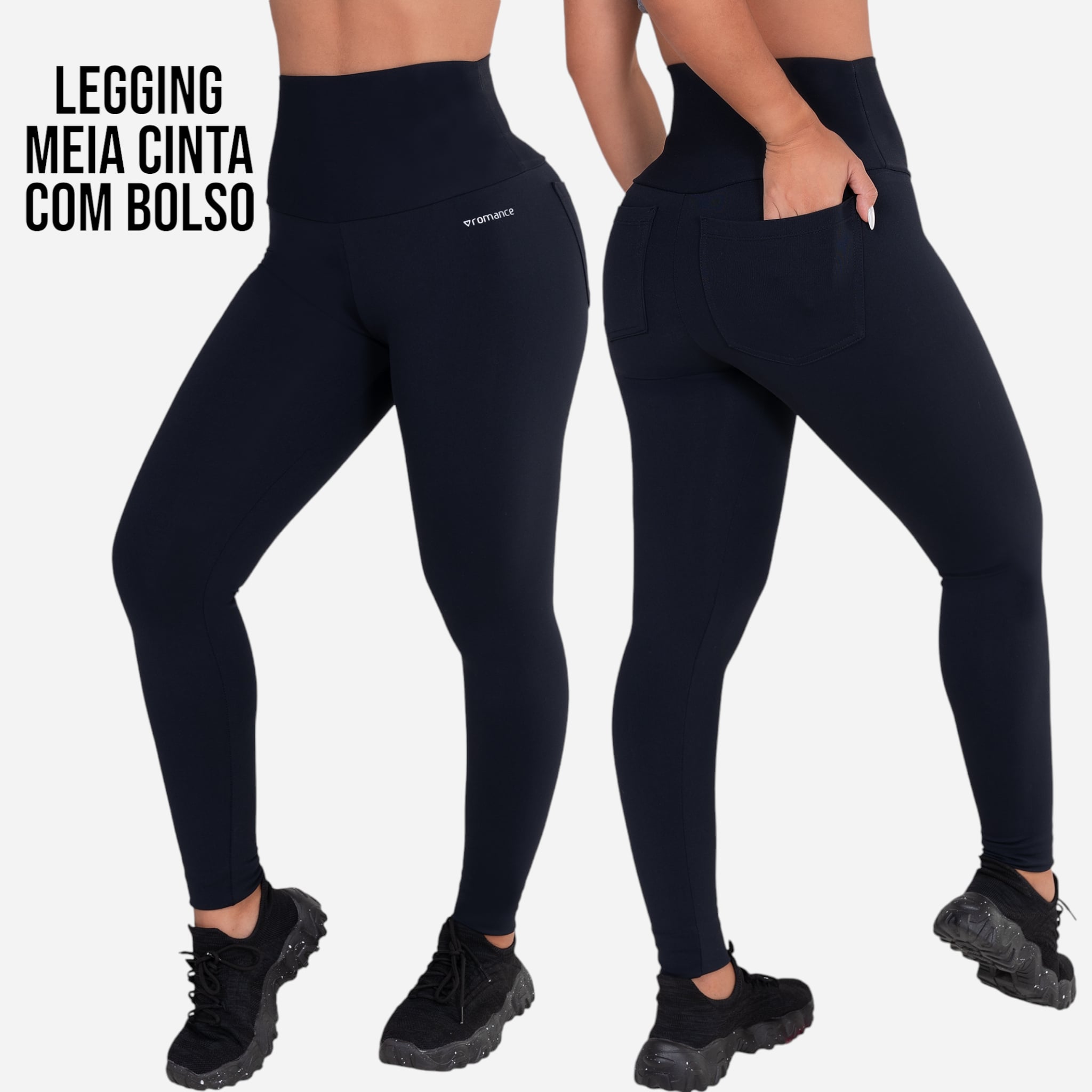 Legging Meia Cinta com Bolso