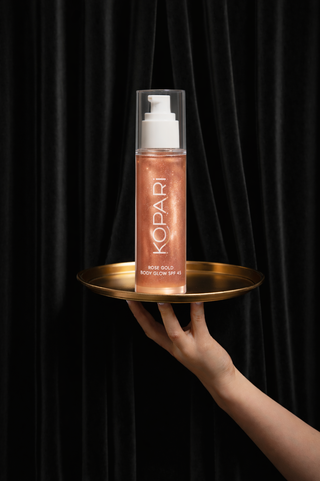 Kopari Rose Gold Sun Shield Body Glow SPF 45 – Rose Gold Pearlescent Minerals, Hibiscus & Macadamia Oils