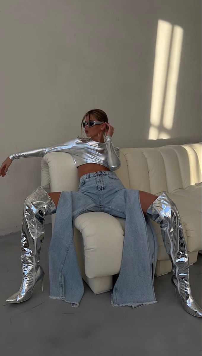 Cuissardes argentées métalliques