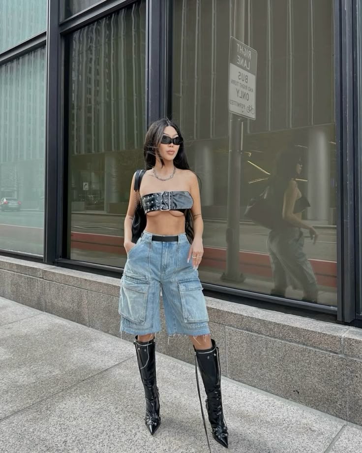 Bermuda en jean oversize femme