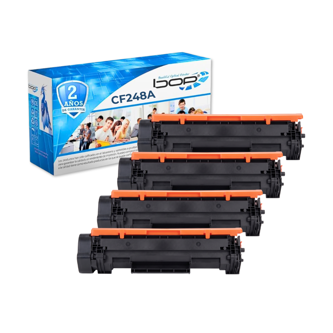 Bop Pack de 4 Toner 48A CF248A Compatible con Chip para HP, Negro, 1000 páginas | Reemplazo de toner hp 48a
