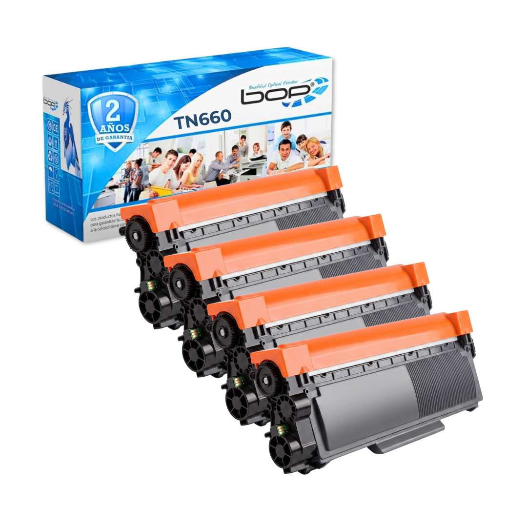 Bop Pack de 4 Toner TN660 Compatible para Brother DCP L2540DW, DCP L2540, Negro, 2600 paginas | Reemplazo de Toner Brother TN660