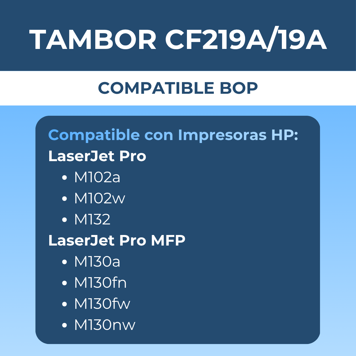 Cartucho de Toner 19A CF219A Compatible para HP LaserJet Pro M102w, Rendimiento Estándar | Reemplazo de Toner Hp 19a