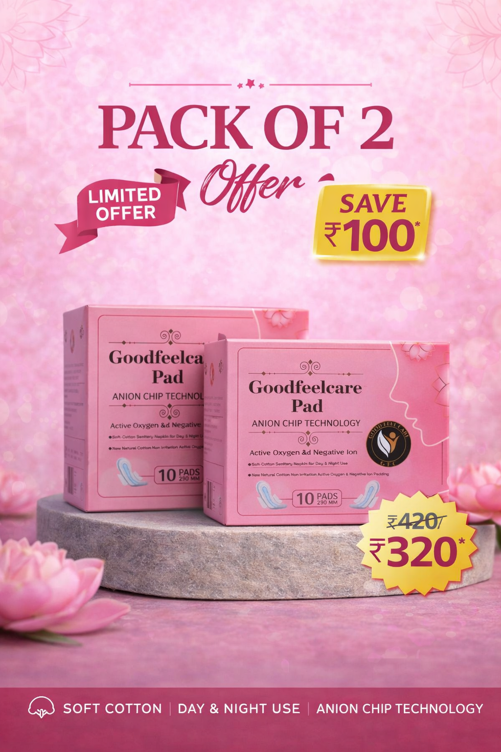 Goodfeelcare Anion Sanitary Pad (290mm) (pack Of 2)