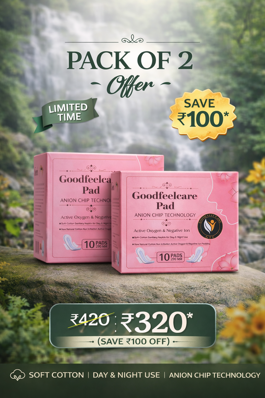 Goodfeelcare Anion Sanitary Pad (290mm) (pack Of 2)