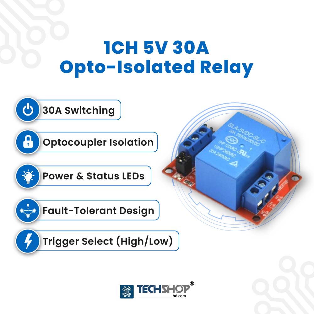 Opto Isolated Relay Module 1 Channel 5V 30A