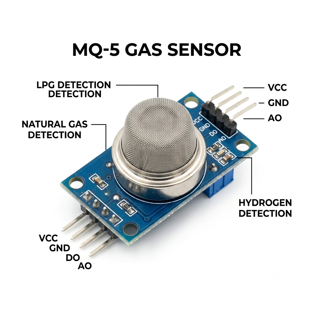 MQ‑5 Gas Sensor – LPG, Natural Gas & Hydrogen Detection Module