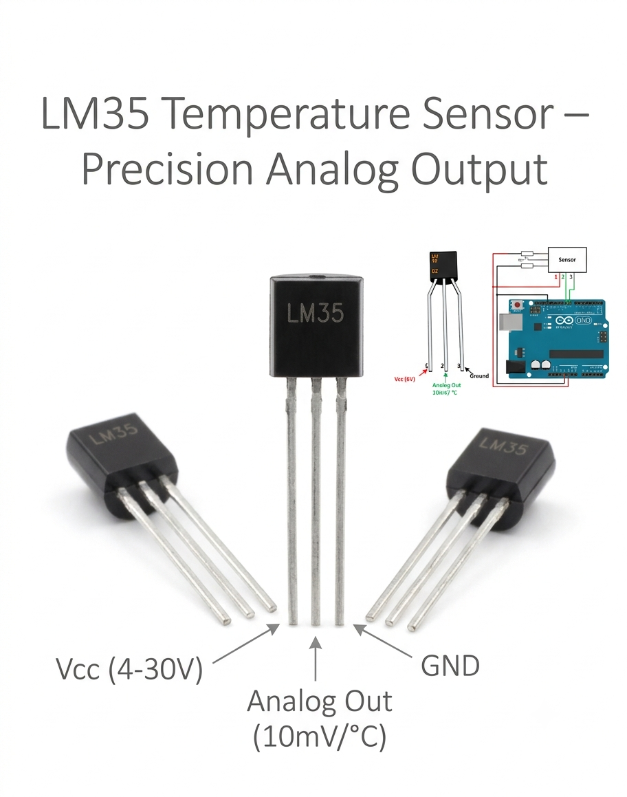 LM35 Temperature Sensor – Precision Analog Output for Electronics Projects