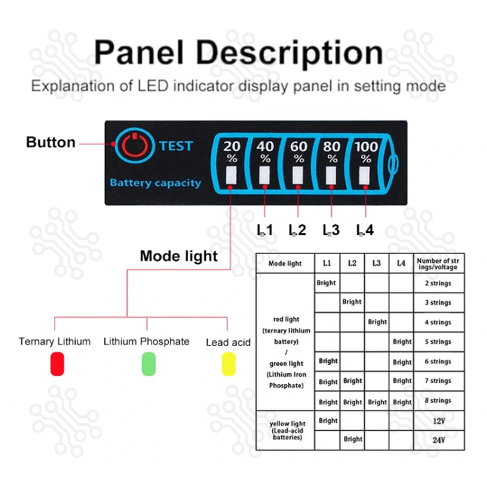 Universal Battery Capacity Level LED Indicator