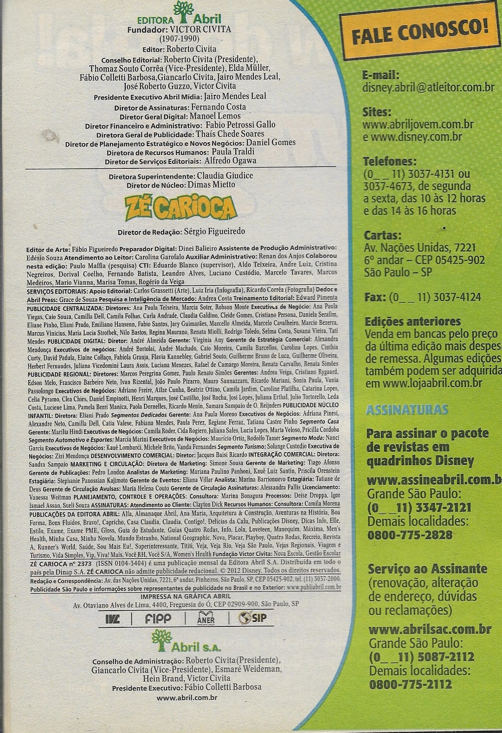 Revista Zé Carioca Nº 2373 julho de 2012