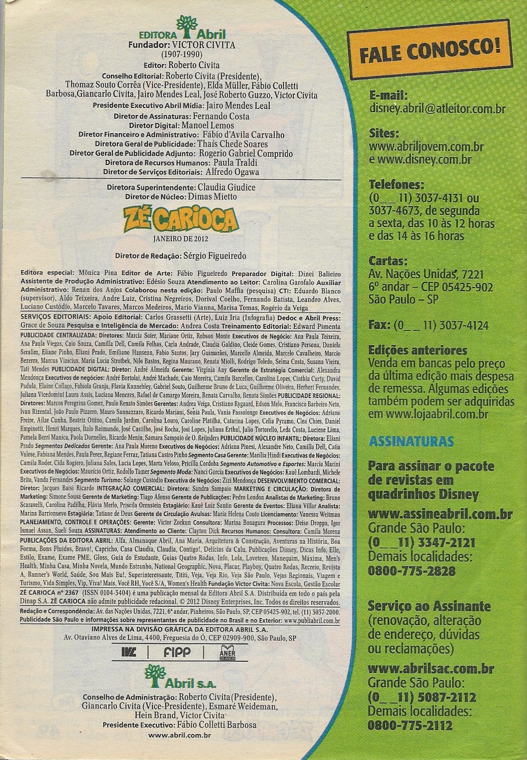 Zé Carioca HQ -  Edição  2367 - Janeiro de 2012