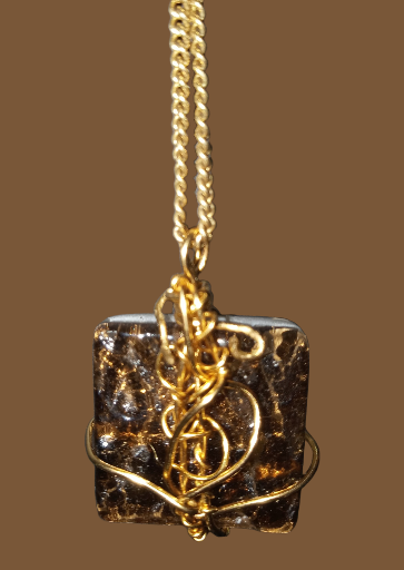 Wire Wrapped Copper Glass Tile Pendant