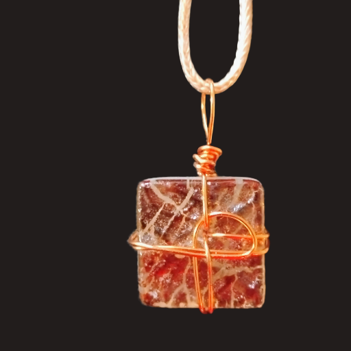 Wire-Wrapped Glass Tile Pendant
