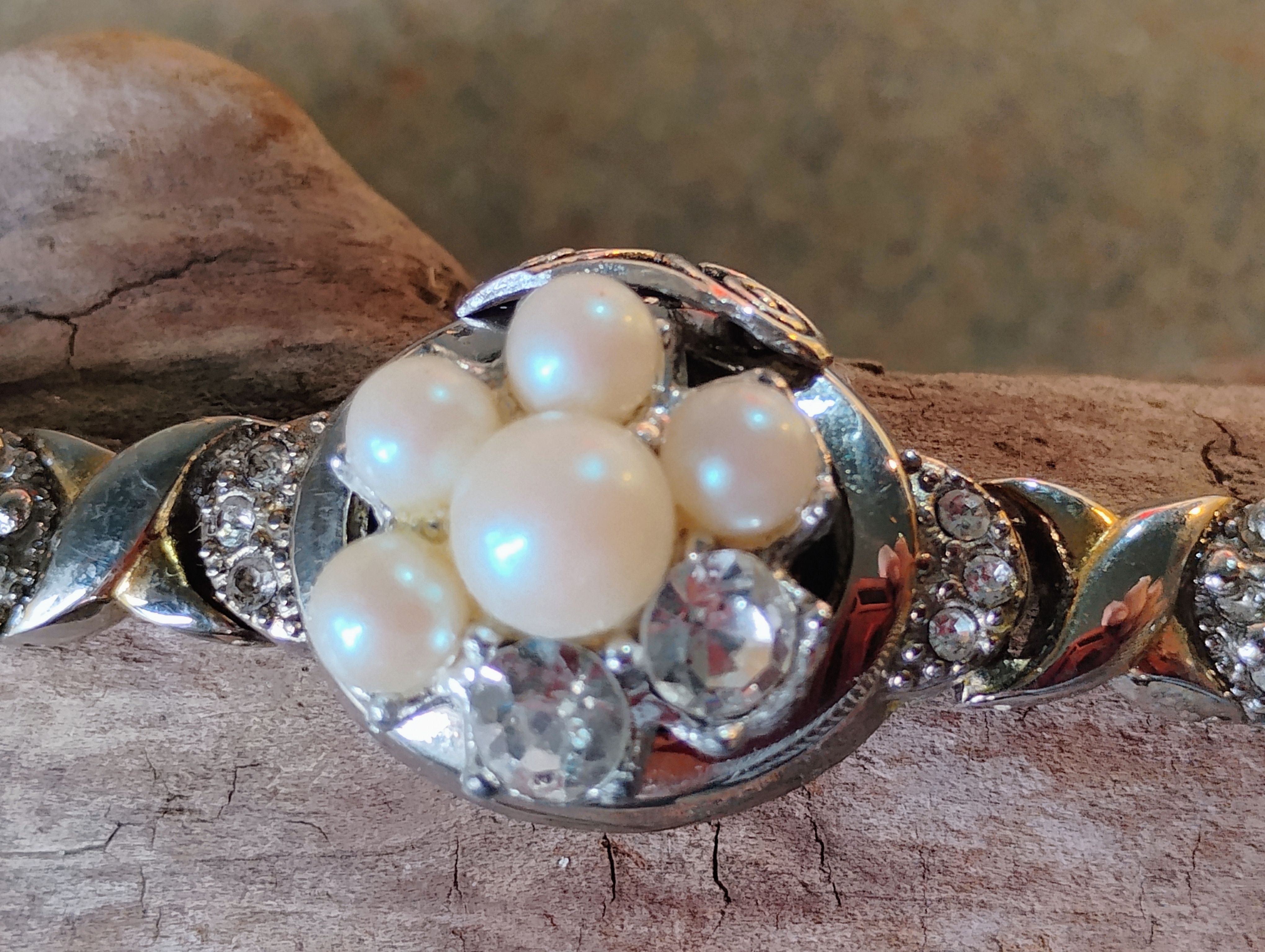 Pearl and Crystal Watch Bracelet