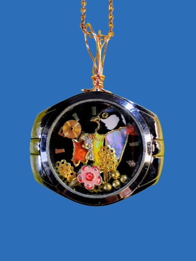 Bird Art Watch Pendant Necklace