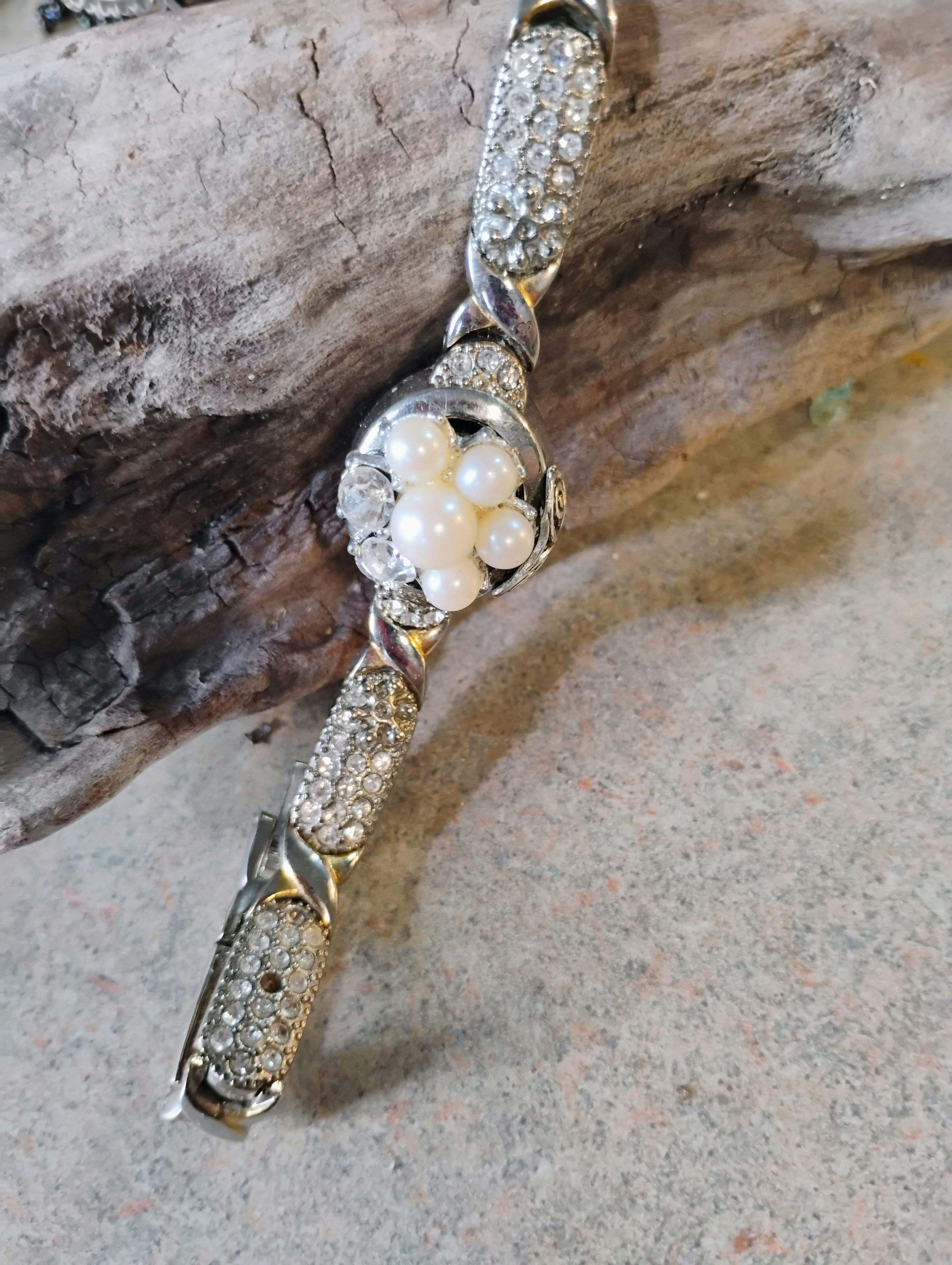 Pearl and Crystal Watch Bracelet