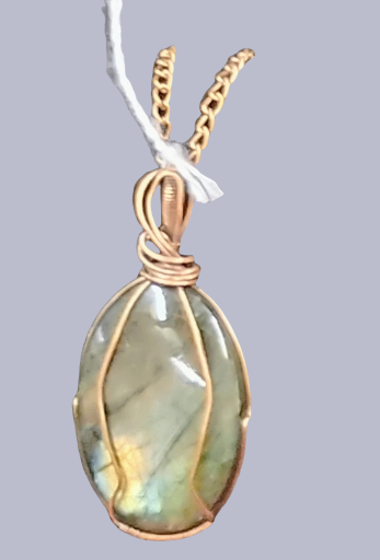 Labradorite Wire Wrapped Pendant Necklace
